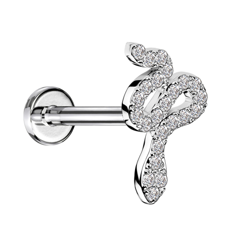 Micro Labret filet intérieur argenté Cristaux de serpent argenté