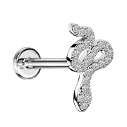 Micro Labret Innengewinde silber Schlange Kristalle silber