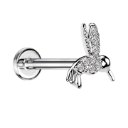 Micro Labret Innengewinde silber Kolibri Kristalle silber