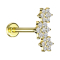 Micro labret inner thread gold-plated three flowers crystals silver