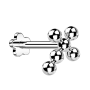 Micro Threadless Labret Blume silber Kreuz Kugeln