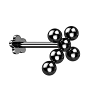 Micro Threadless Labret Blume schwarz Kreuz Kugeln