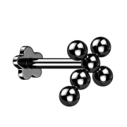 Micro Threadless Labret Blume schwarz Kreuz Kugeln