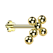 Micro Threadless Labret Blume vergoldet Kreuz Kugeln