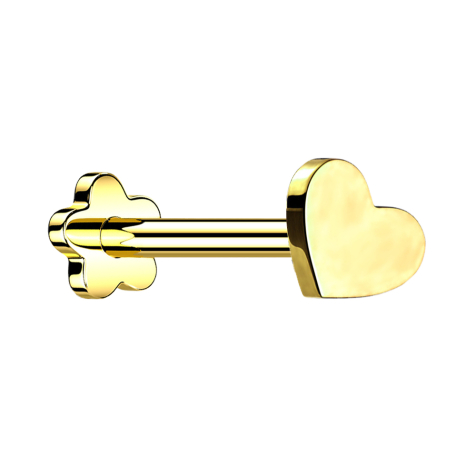 Micro Threadless Labret Flower Gold-Plated Heart