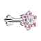 Micro Threadless Labret Flower Silver Flower Crystals Pink