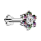Micro Threadless Labret Flower Silver Flower Crystals Dark Multicolor