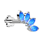 Micro Threadless Labret Blume silber Fächer mit vier...