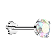 Micro labret sans filetage fleur argent avec cristal...