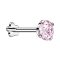 Micro labret sans filetage fleur argent avec cristal rose serti