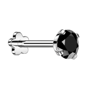 Micro labret sans filetage fleur argent avec cristal...