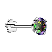 Micro labret sans filetage fleur argent avec cristal...