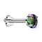 Micro labret sans filetage fleur argent avec cristal foncé multicolore serti