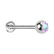 Micro Threadless Labret argenté avec boule de cristal multicolore
