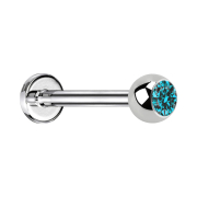Micro Threadless Labret argenté avec boule cristal...
