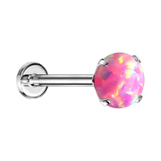 Micro Threadless Labret silber Opal pink gefasst