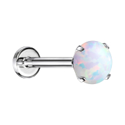Micro Threadless Labret silber Opal weiss gefasst