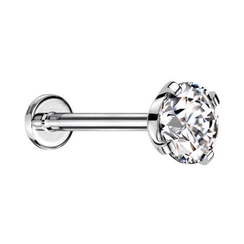 Micro Threadless Labret silver with crystal silver set