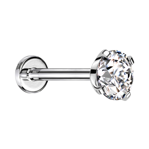 Micro Threadless Labret silver with crystal silver set