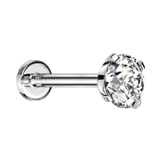 Micro Threadless Labret silver with crystal silver set