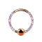 Ball closure ring rose gold front crystals multicolor