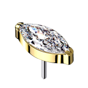 Threadless plaqué or avec cristal ovale...