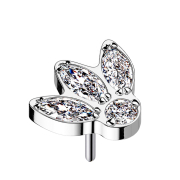 Threadless silber drei Ovale und Kristall silber