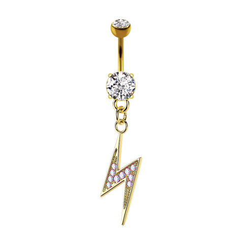 Banane plaquée or avec deux boules cristal argent pendentif éclair