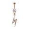Banana rose gold with two balls crystal silver pendant lightning