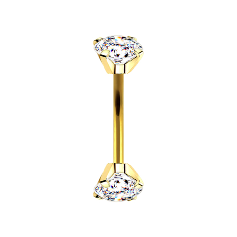 Micro banana placcata oro con filo interno e due cristalli incastonati in argento