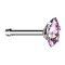 Nasenstecker gerade silber Oval Kristall pink gefasst
