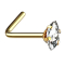 Clou de nez coudé doré ovale cristal argenté serti