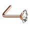 Nasenstecker gewinkelt rosegold Oval Kristall silber gefasst