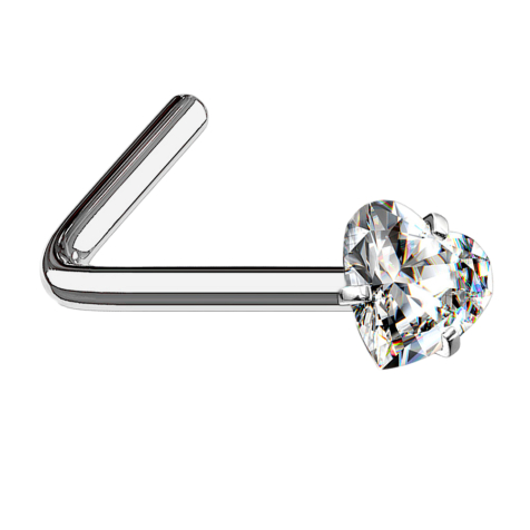 Orecchino a bottone angolato argento con cuore in cristallo incastonato in argento