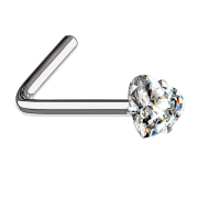 Nasenstecker gewinkelt silber Kristallherz silber gefasst