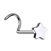 Threadless nose stud, curved, silver, star, silver