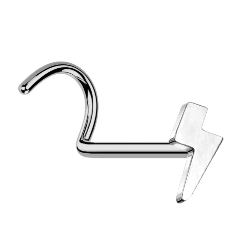 Threadless Nasenstecker gebogen silber Blitz silber