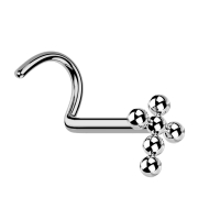 Nasenstecker gebogen silber Kreuz Kugeln
