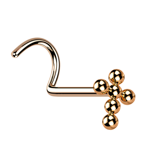 Nasenstecker gebogen rosegold Kreuz Kugeln