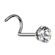 Boucle doreille nasale courbée argent cristal rond...