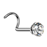 Orecchino a bottone curvo in argento con cristallo...