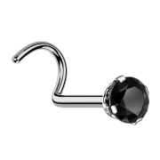 Orecchino a bottone ricurvo in argento con cristallo...