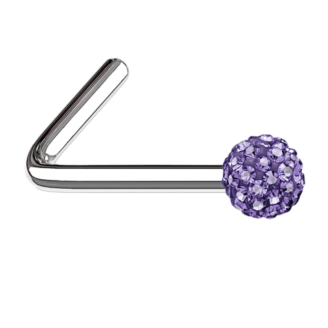 Nasenstecker gewinkelt silber Kristallkugel tanzanite