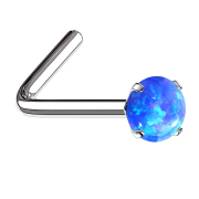 Perno nasale angolato argento opale blu incastonato