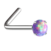 Perno nasale angolato argento opale viola incastonato