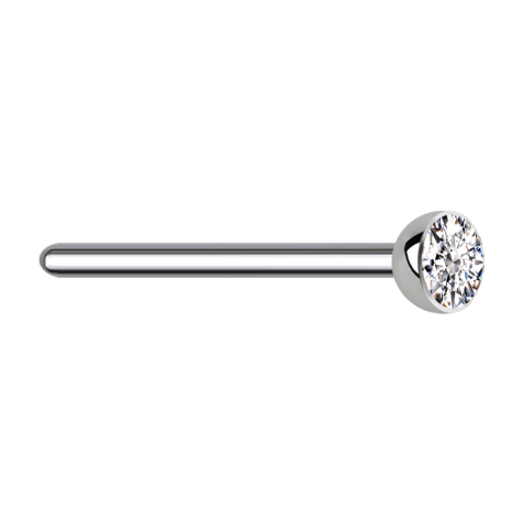 Nose studs, curved, silver crystal, silver