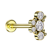 Micro labret internal thread gold-plated six balls five...