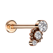Micro labret filo interno oro rosa otto sfere tre...