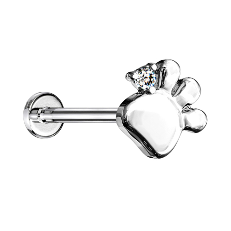 Micro Threadless Labret argento Zampa argento Cristallo argento