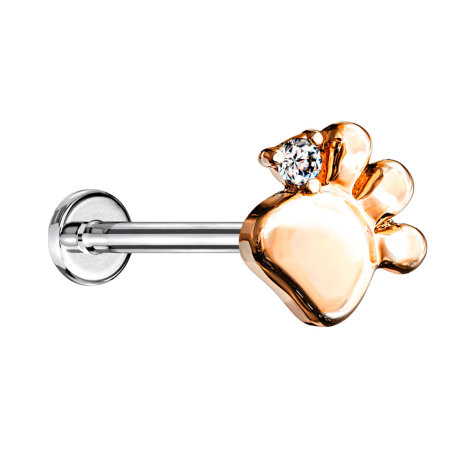 Labret microfilettato zampa dargento oro rosa cristallo dargento